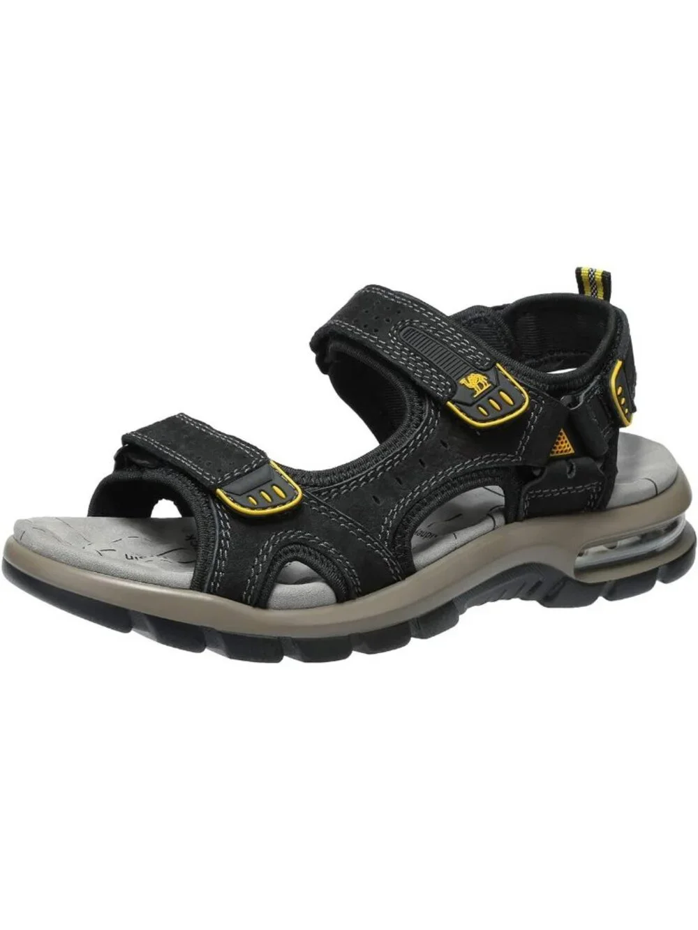 Men's Black Athletic Outdoor Leather Solid Waterproof Rubber Hiking Sandal Shoes